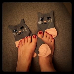 Kitty later gray cotton socks